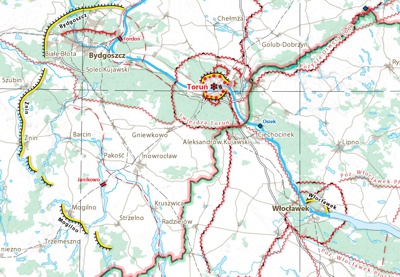 Mapa Fortyfikacje w Polsce, fragment